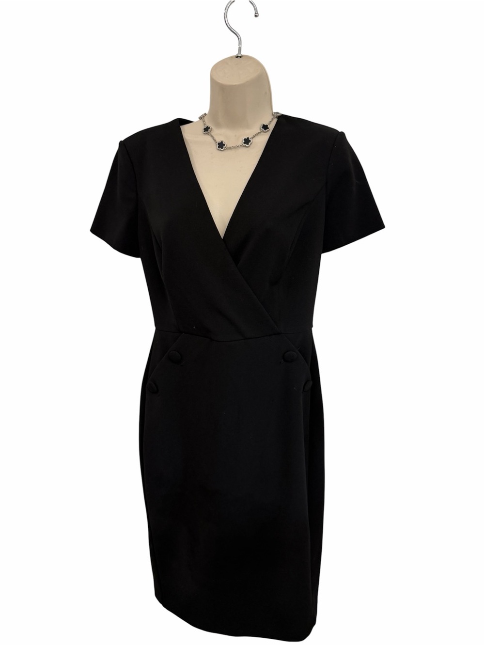 Classic Black V-Neck Sheath Dress